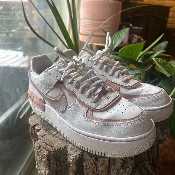 Nike Air Force 1 Shadow White and Pink Women's Shoes - Picture 2 of 11